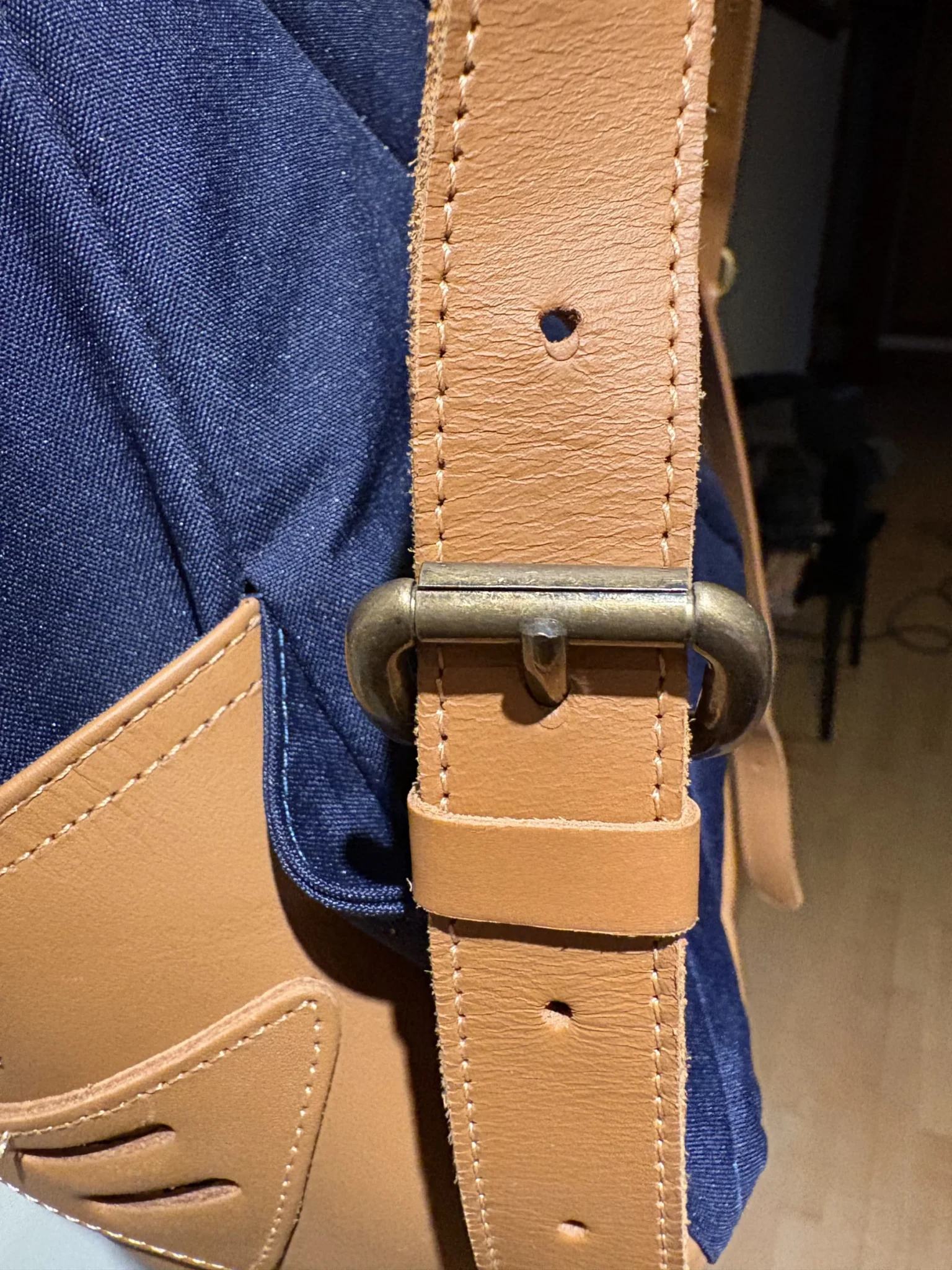 Image for Beatnik & Sons rucksack – Navy blue and cognac leather