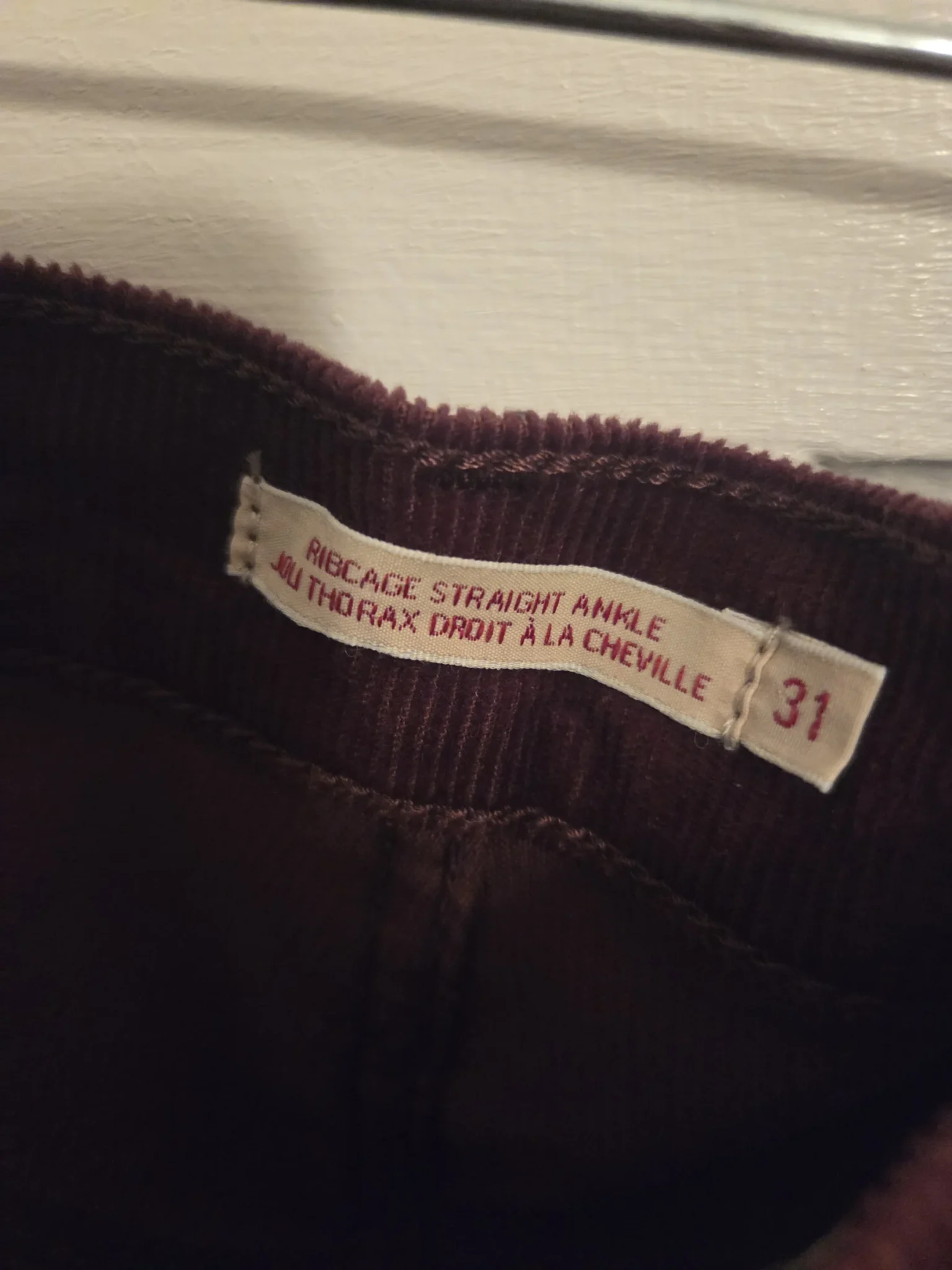 Image for Levi's burgundy corduroy trousers