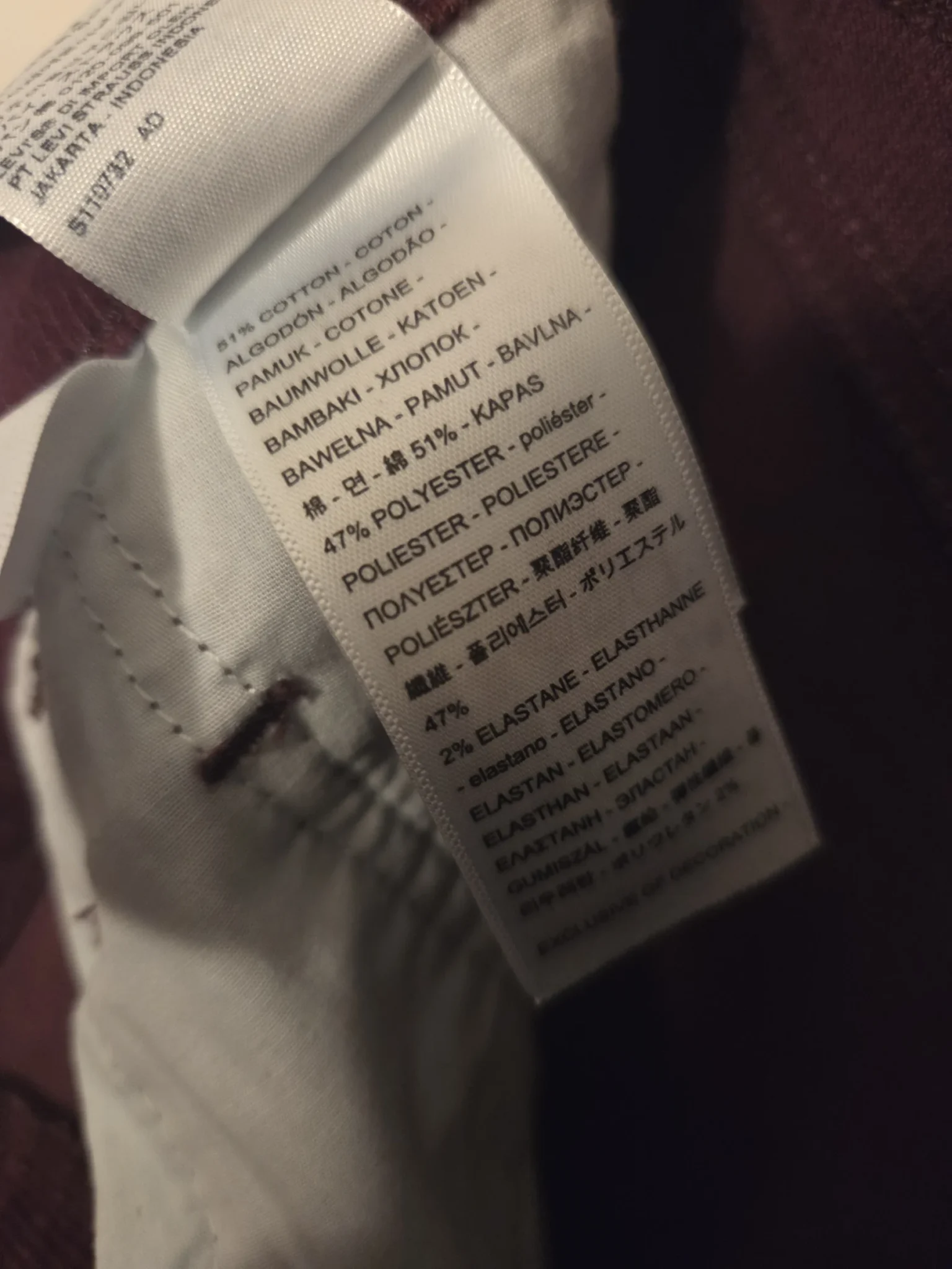 Image for Levi's burgundy corduroy trousers