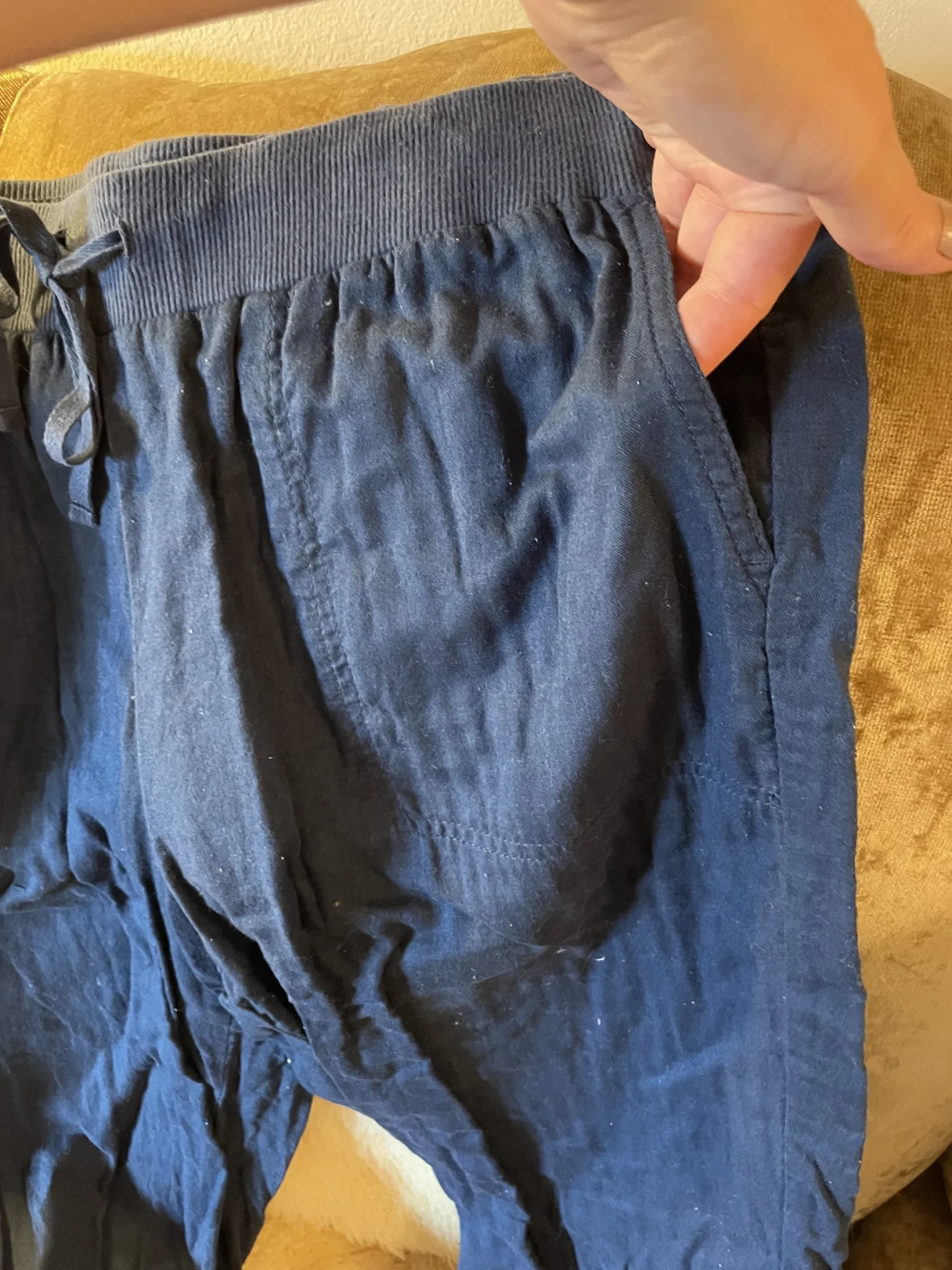 Image for Pantalon bleu style lin