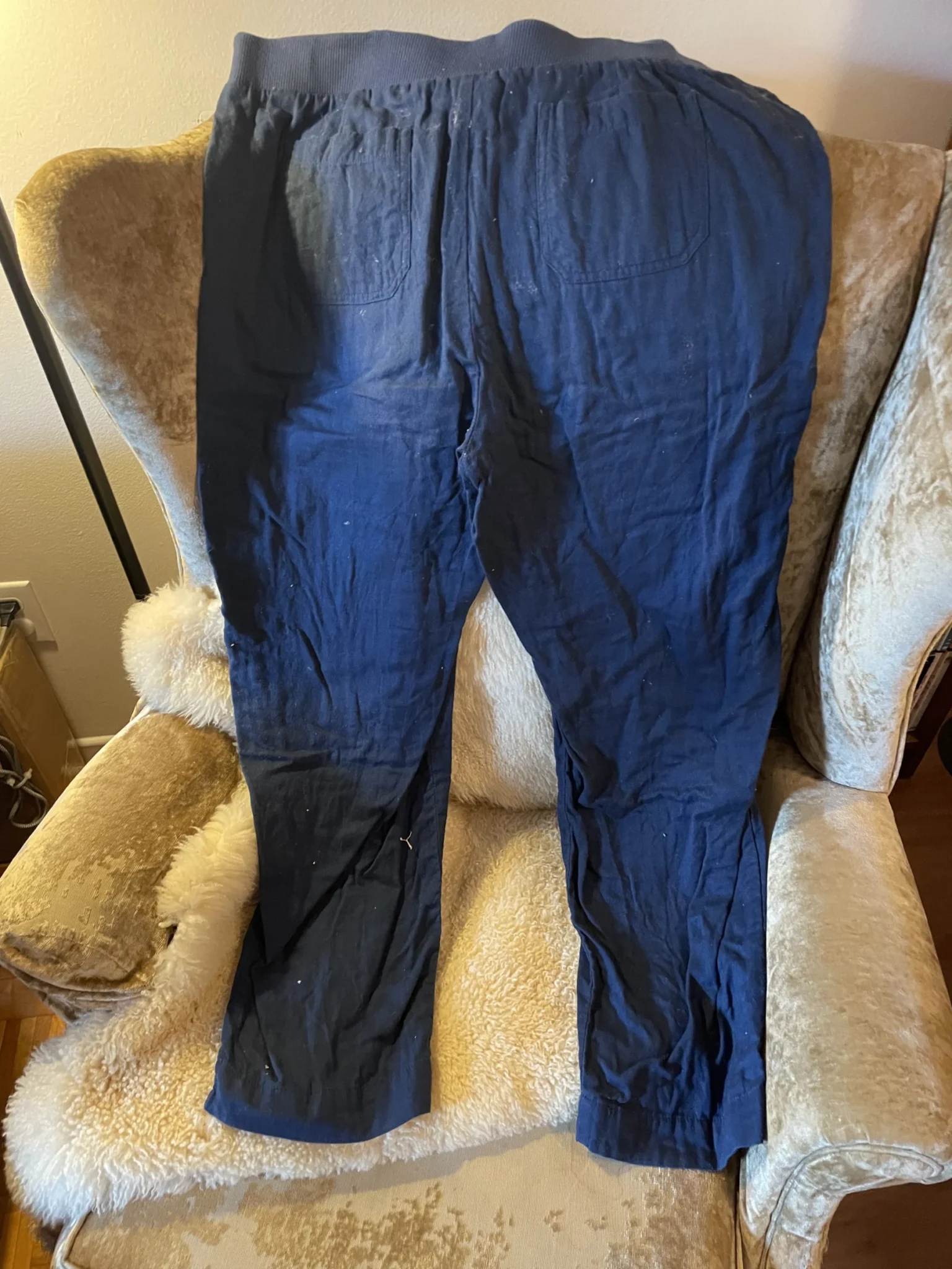 Image for Pantalon bleu style lin