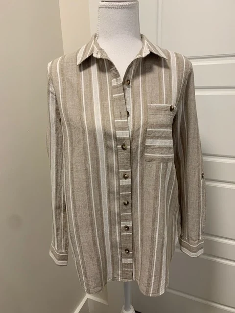 Featured image for Striped linen and viscose blouse