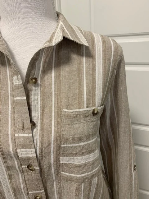 Image for Striped linen and viscose blouse