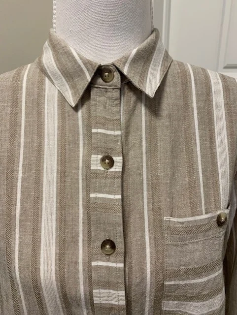 Image for Striped linen and viscose blouse