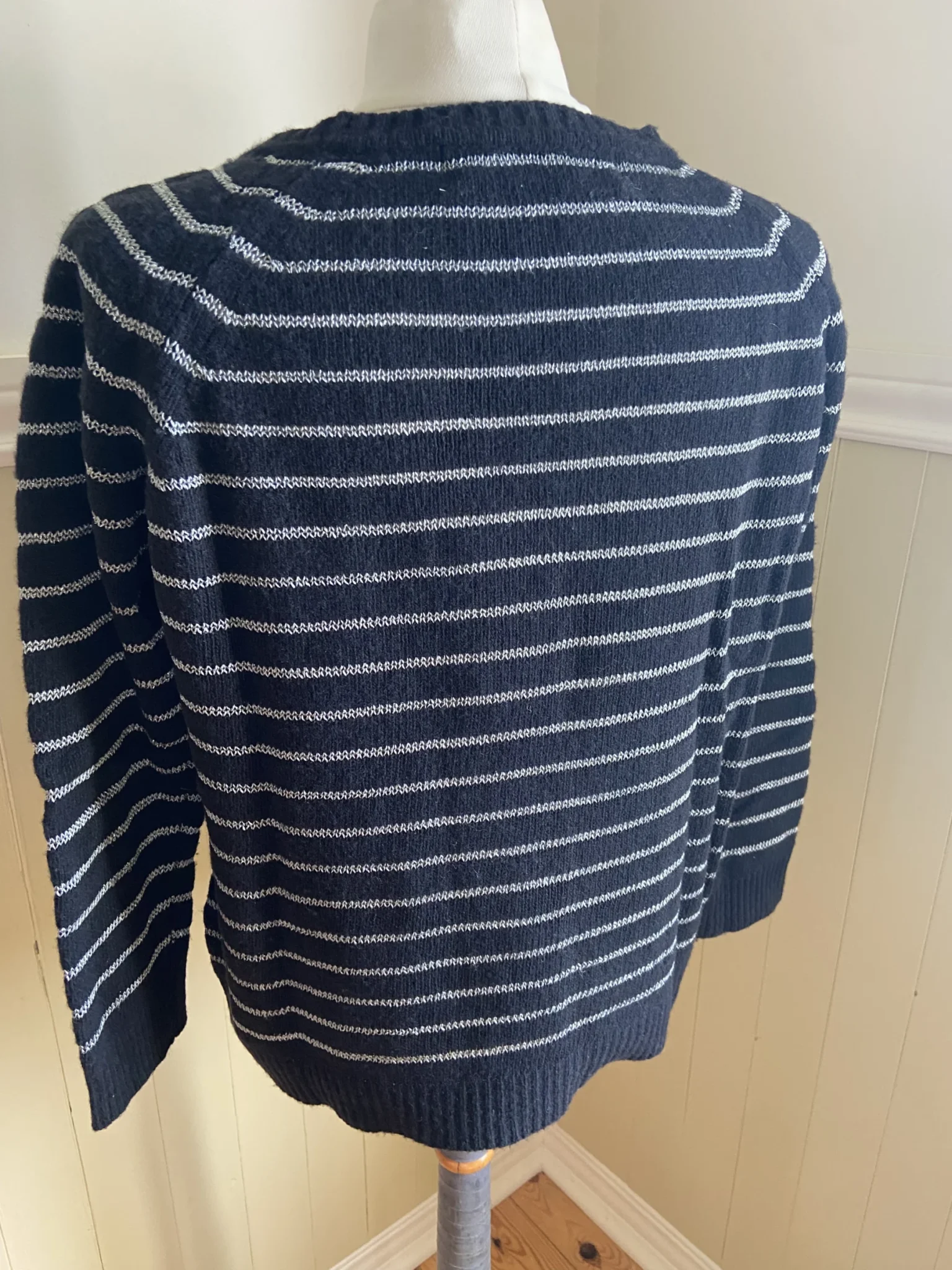 Image for Black jumper with silver trim and 3/4-length sleeves