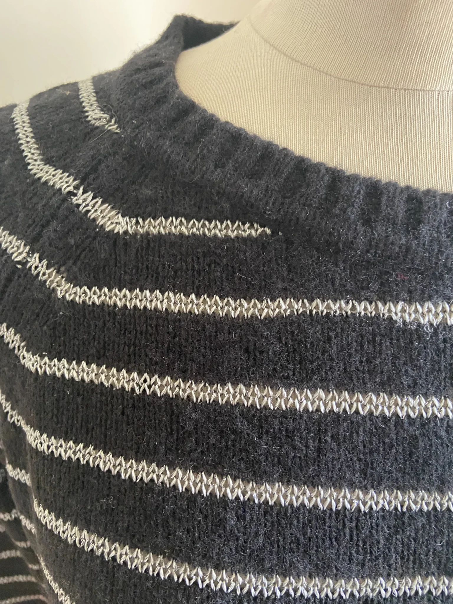 Image for Black jumper with silver trim and 3/4-length sleeves