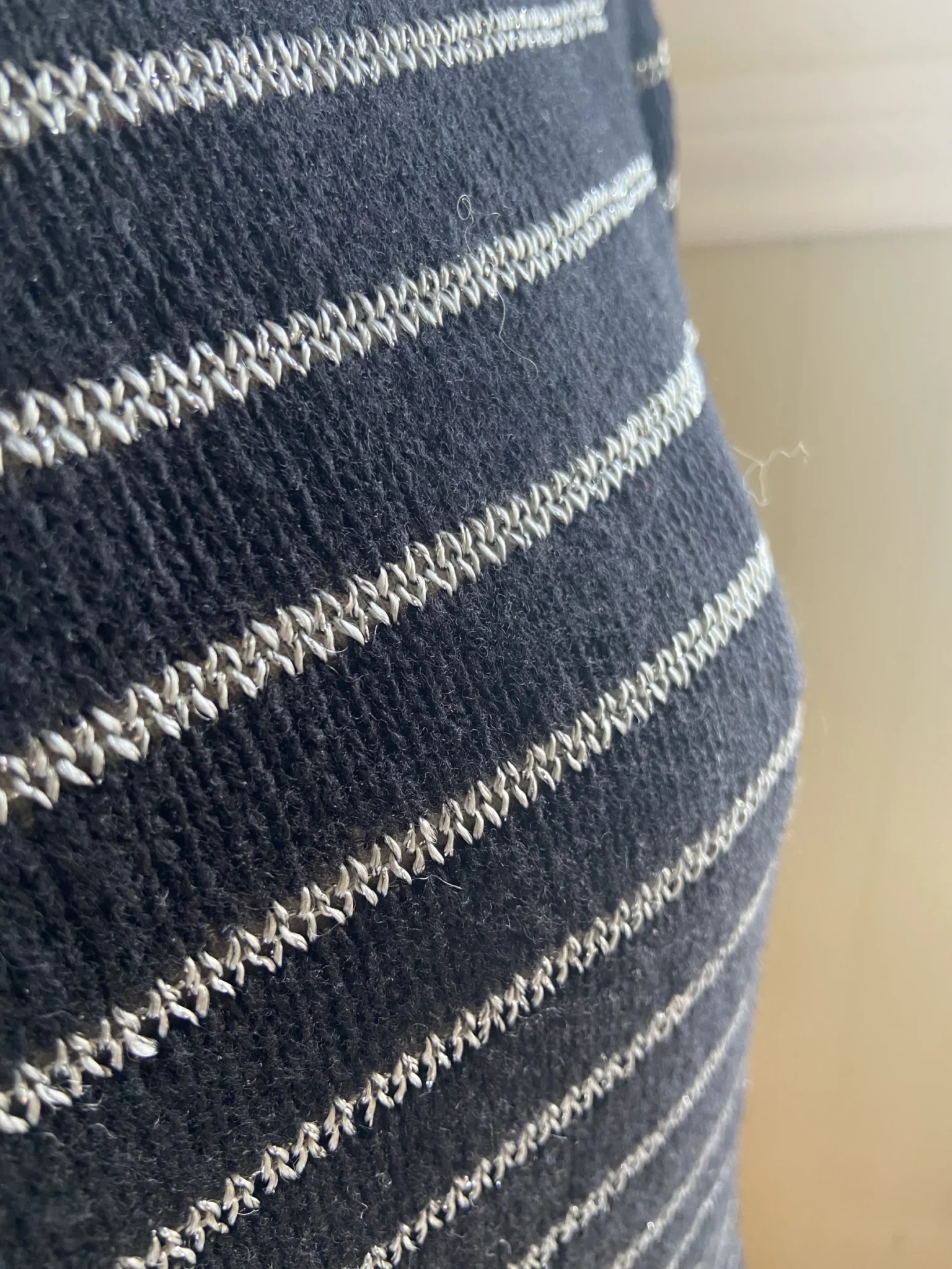 Image for Black jumper with silver trim and 3/4-length sleeves