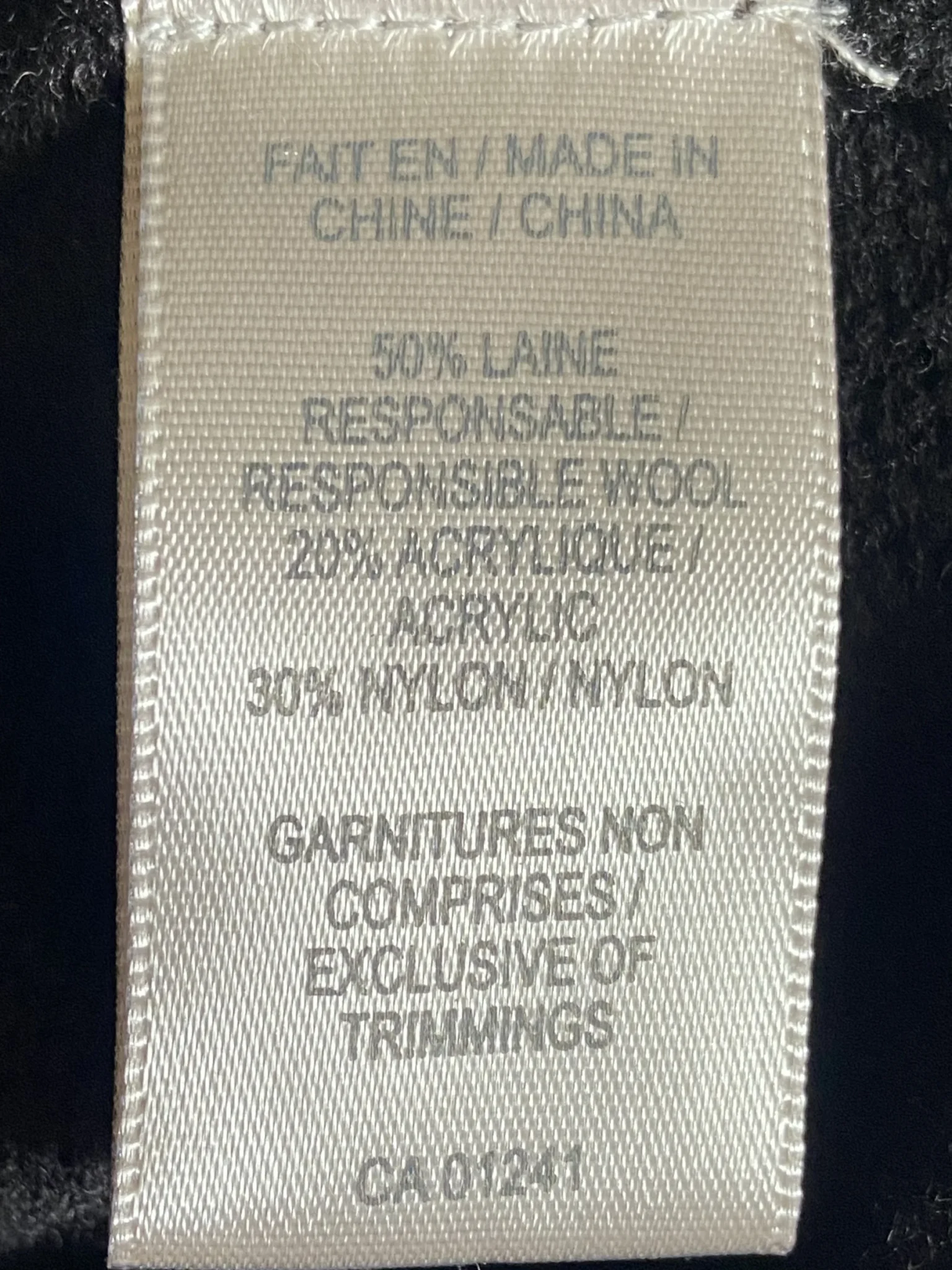 Image for Black mid-thigh-length wool tank top