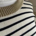 Thumbnail for Striped top with gold collar and cuffs