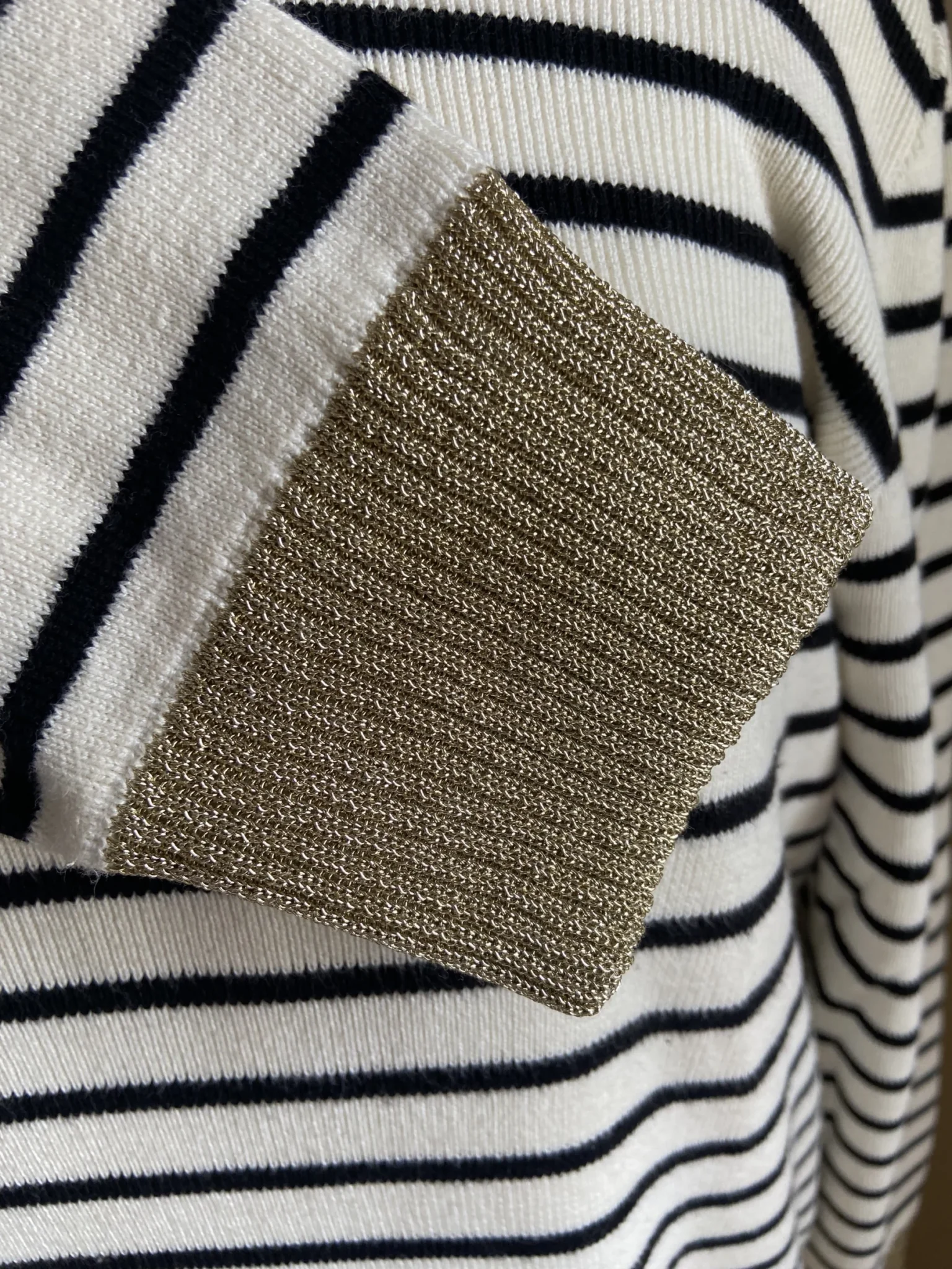 Image for Striped top with gold collar and cuffs