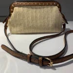 Thumbnail for Sac rafia/ cuir à bandoulière