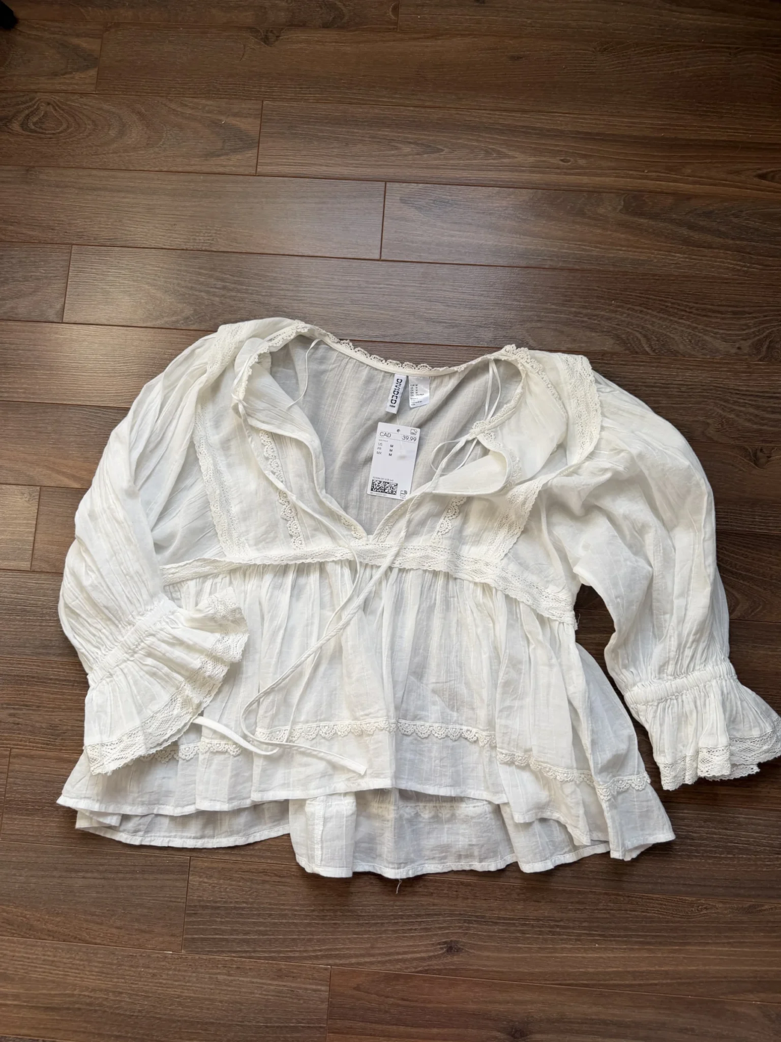 Image for Cotton blouse with lace