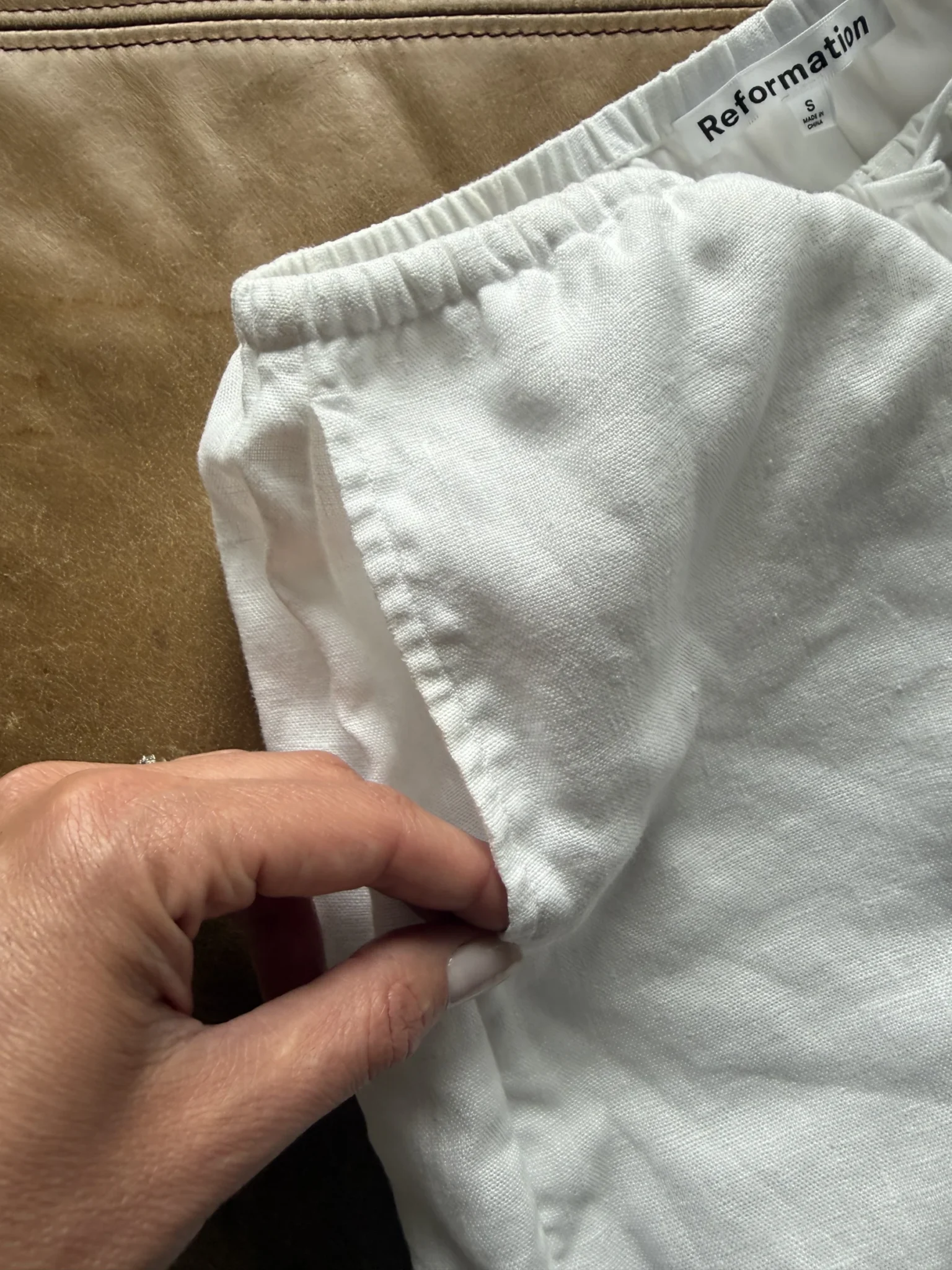 Image for Reformation white 100% linen shorts