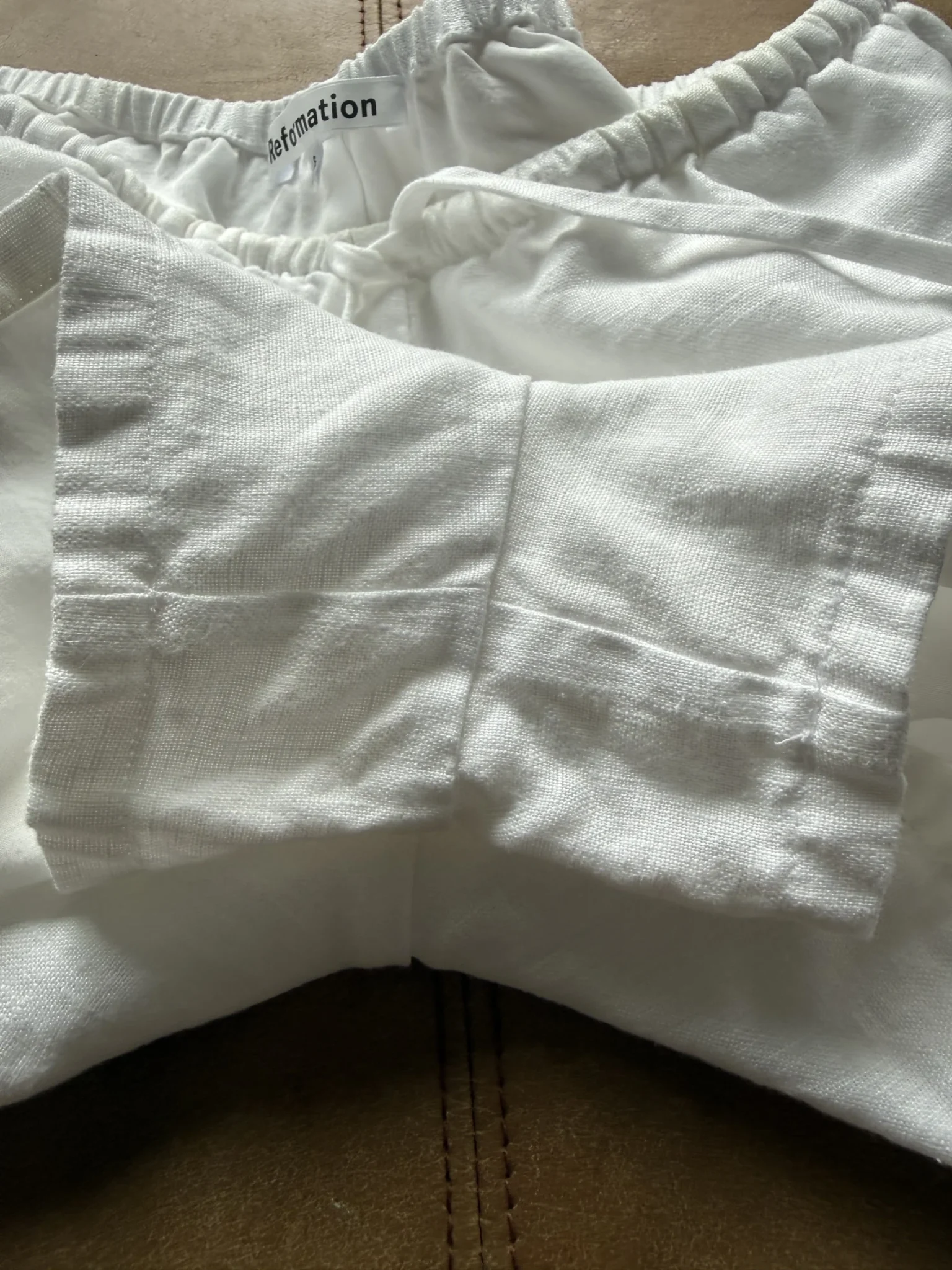 Image for Reformation white 100% linen shorts