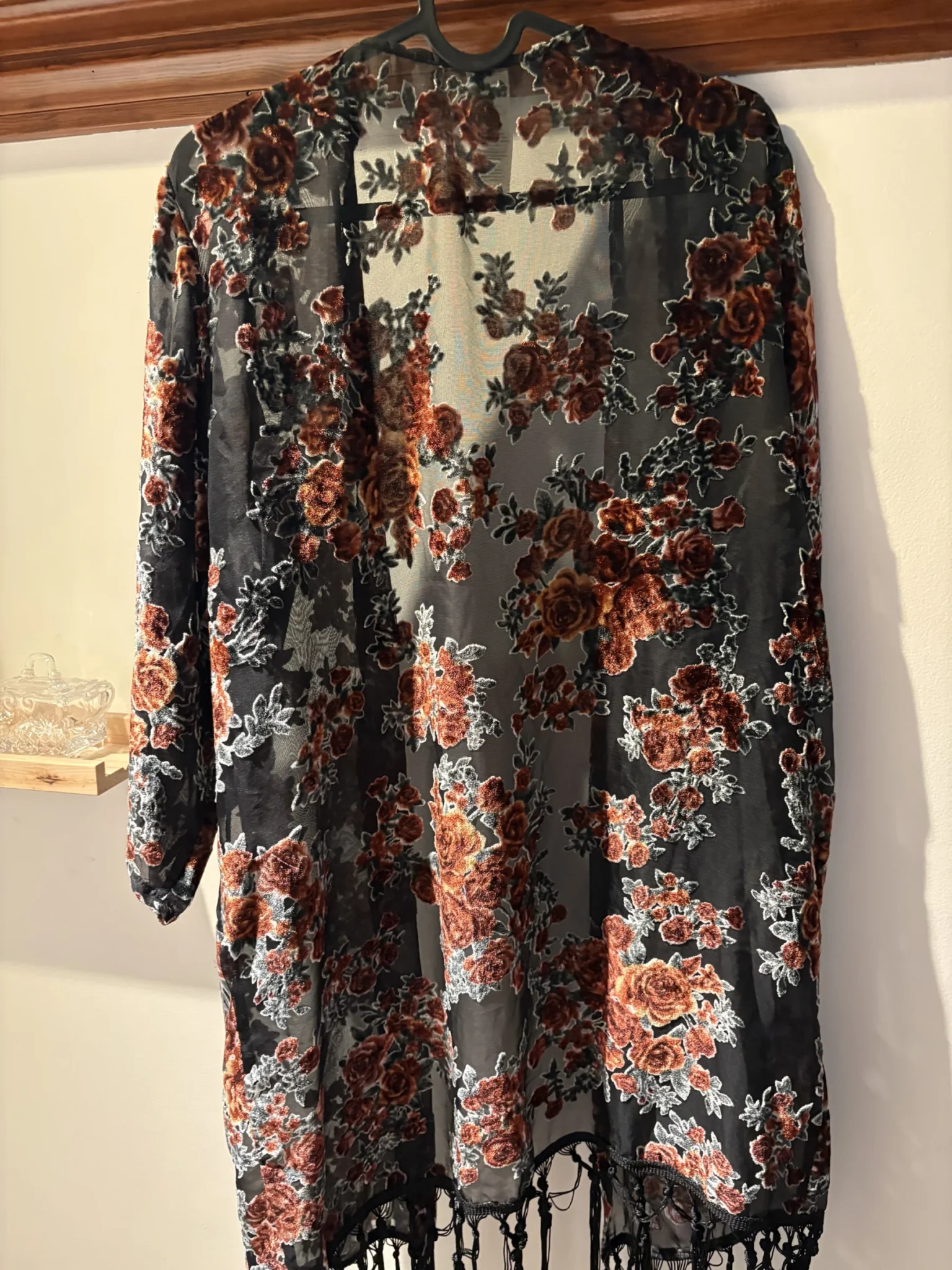 Image for Kimono long velours brûlé fleuri Papna Lounge