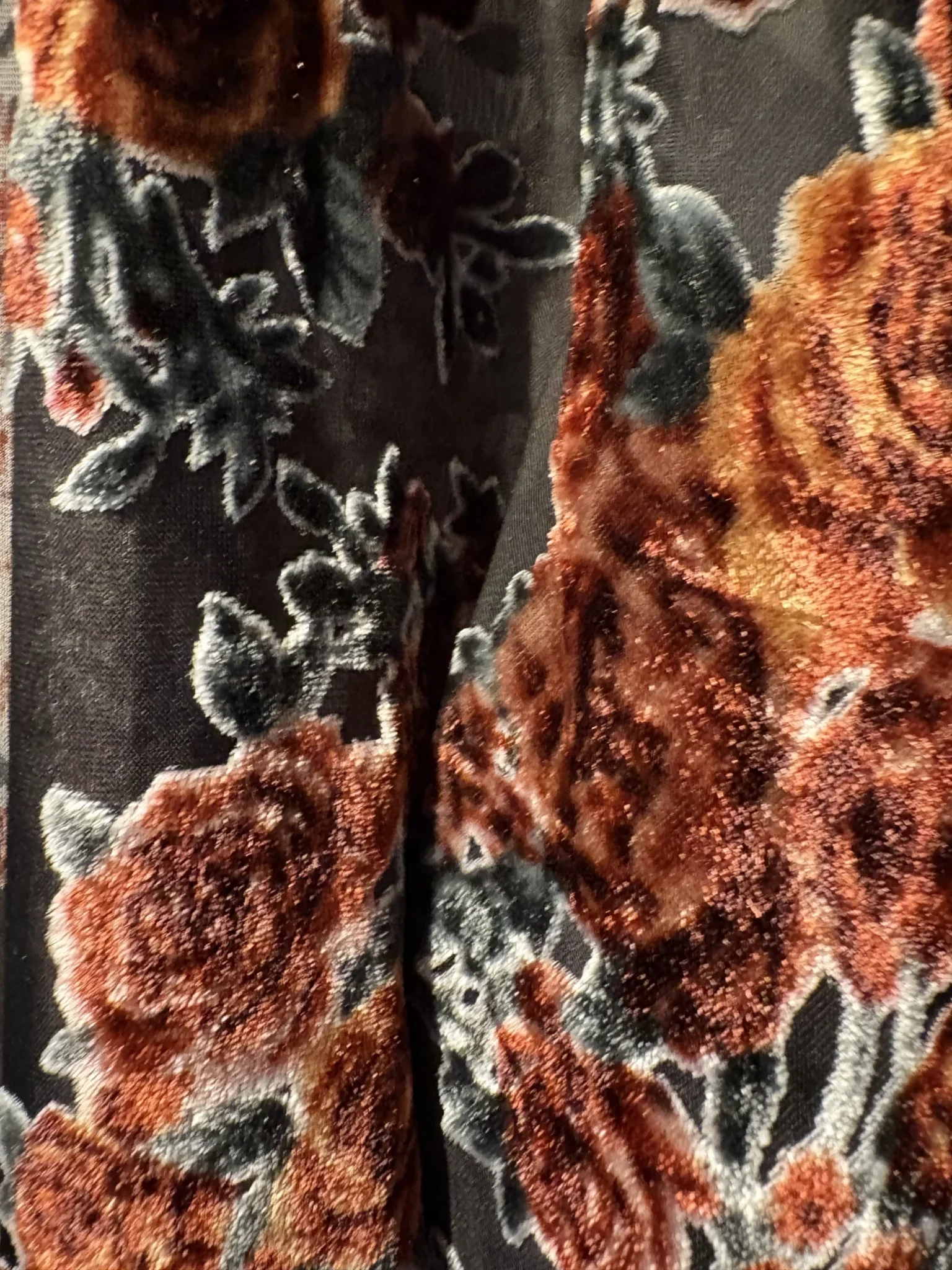 Image for Kimono long velours brûlé fleuri Papna Lounge