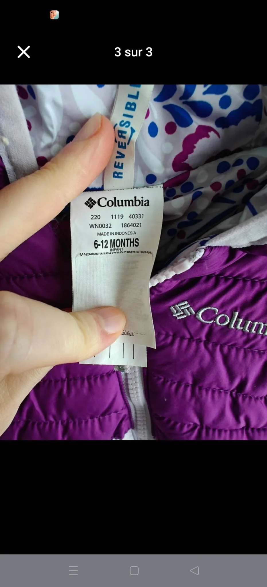 Image for Columbia reversible winter jumpsuit, 6–12 months