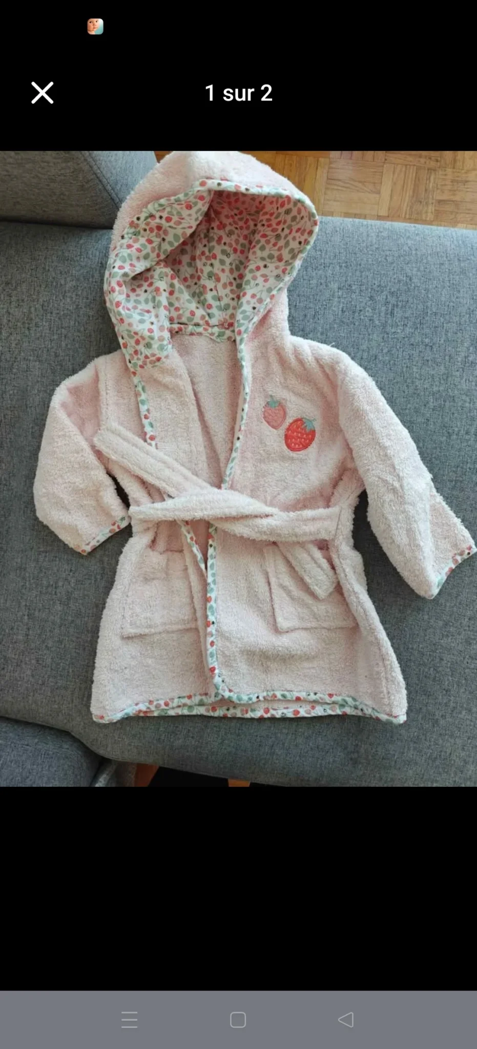Featured image for Girls’ Bathrobe, 12–18 months, Strawberries