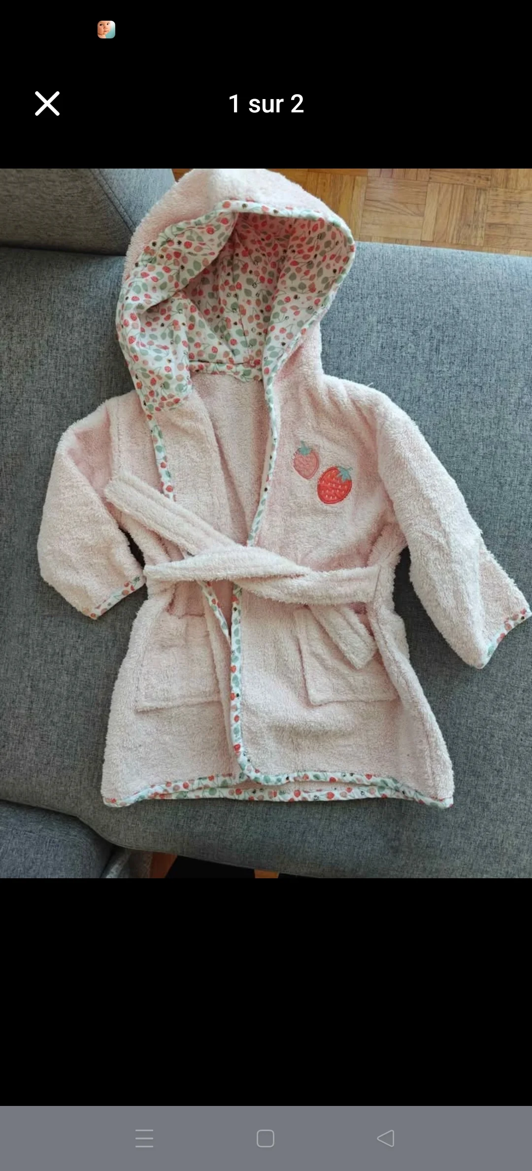 Peignoir fille 12-18 mois Fraises Vertbaudet seconde main