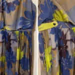 Thumbnail for Jessica Simpson long pleated dress – Blue and lime floral print – Size 4