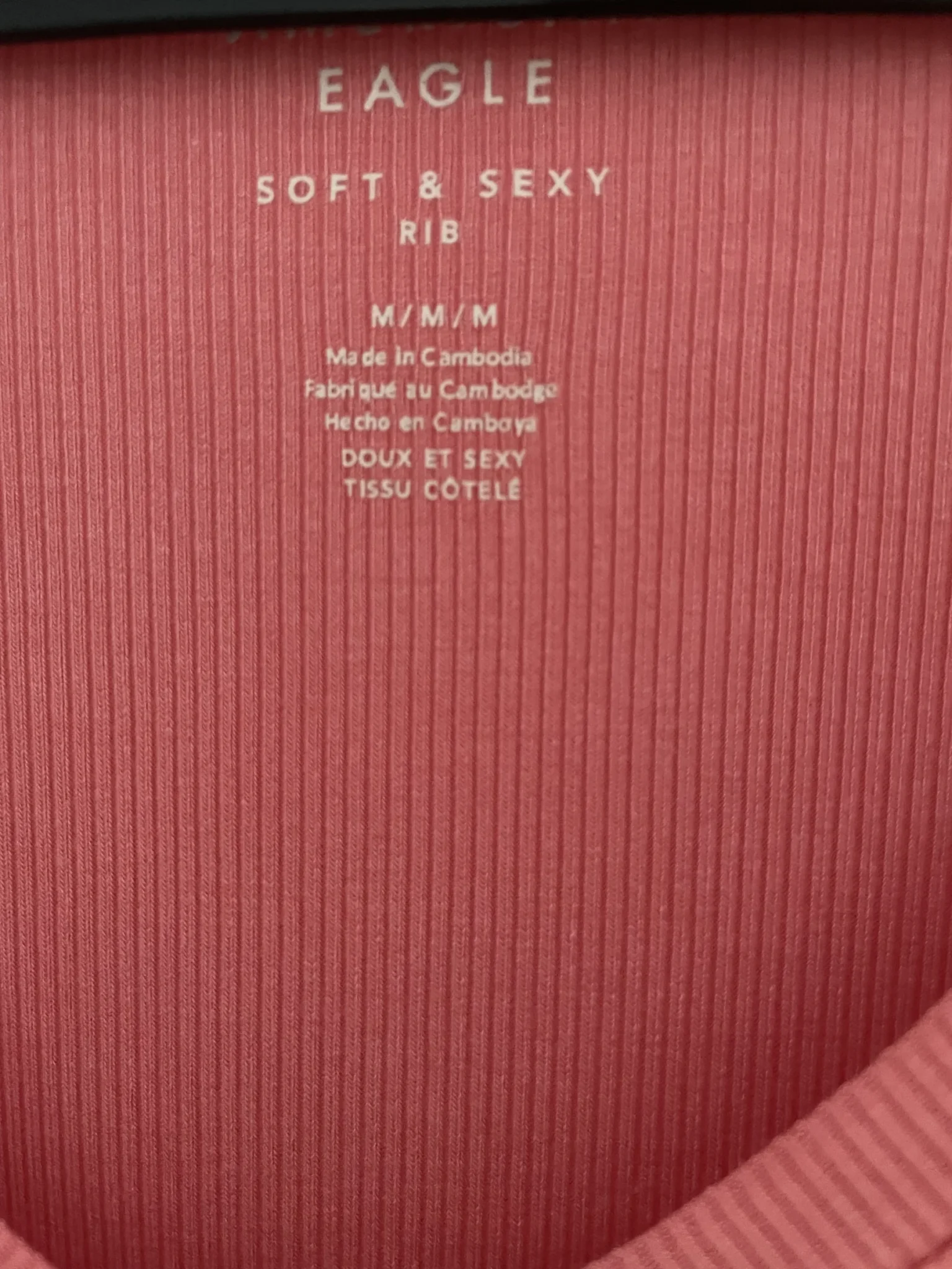 Image for Coral-coloured ribbed T-shirt