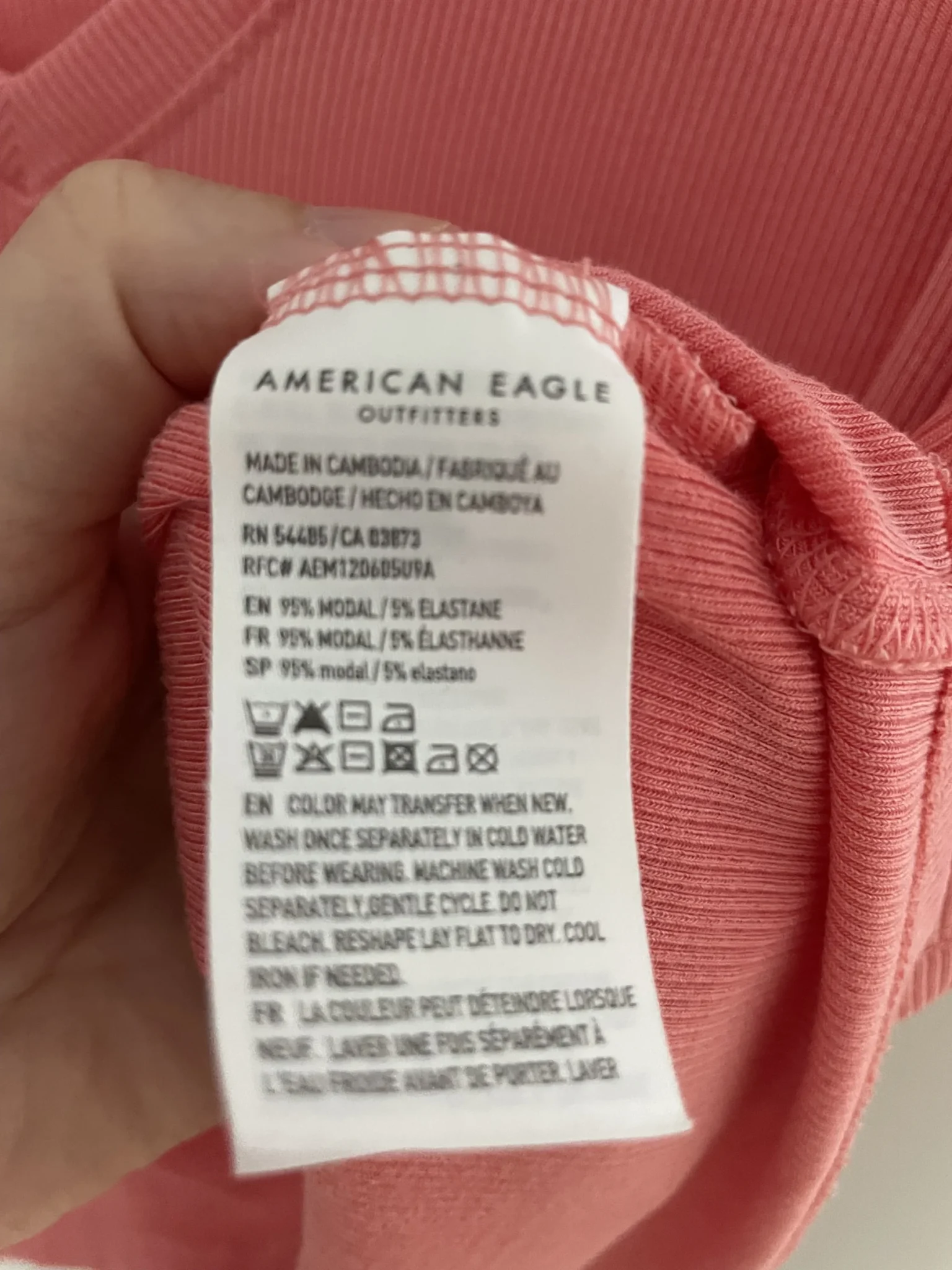 Image for Coral-coloured ribbed T-shirt