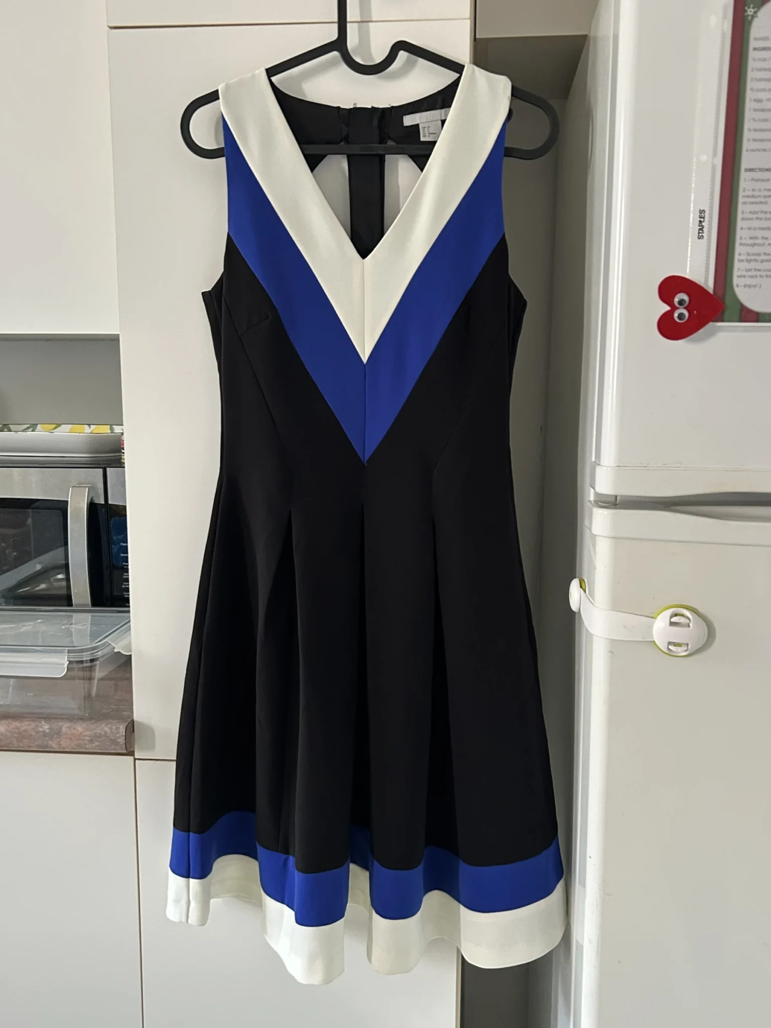 Featured image for H&M dress, size 36, black, blue and white