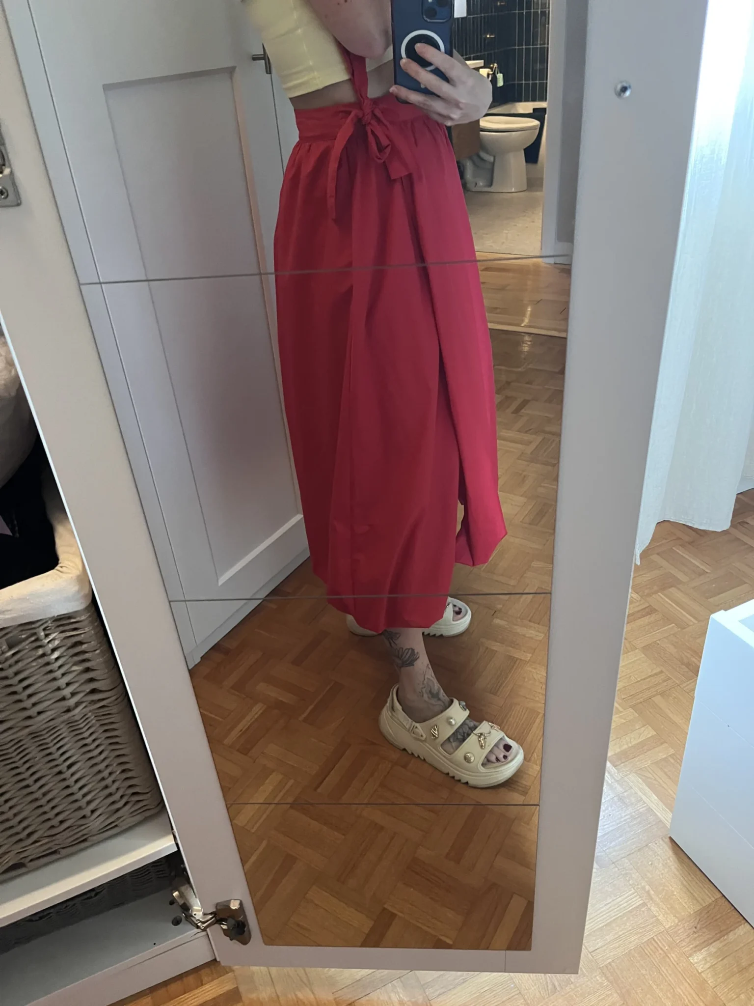 Image for Red bubble-hem skirt