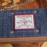 Thumbnail for True Religion – Denim crossbody bag with tan leather trim