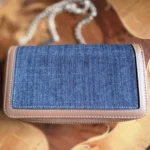 Thumbnail for True Religion – Denim crossbody bag with tan leather trim