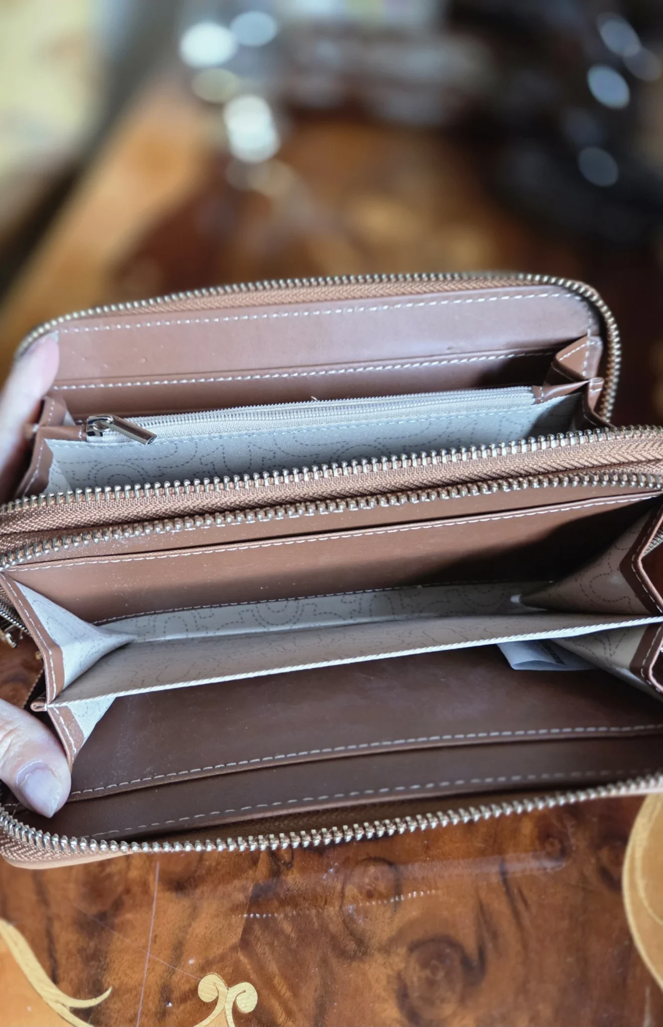 Image for True Religion – Denim crossbody bag with tan leather trim