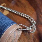 Thumbnail for True Religion – Denim crossbody bag with tan leather trim