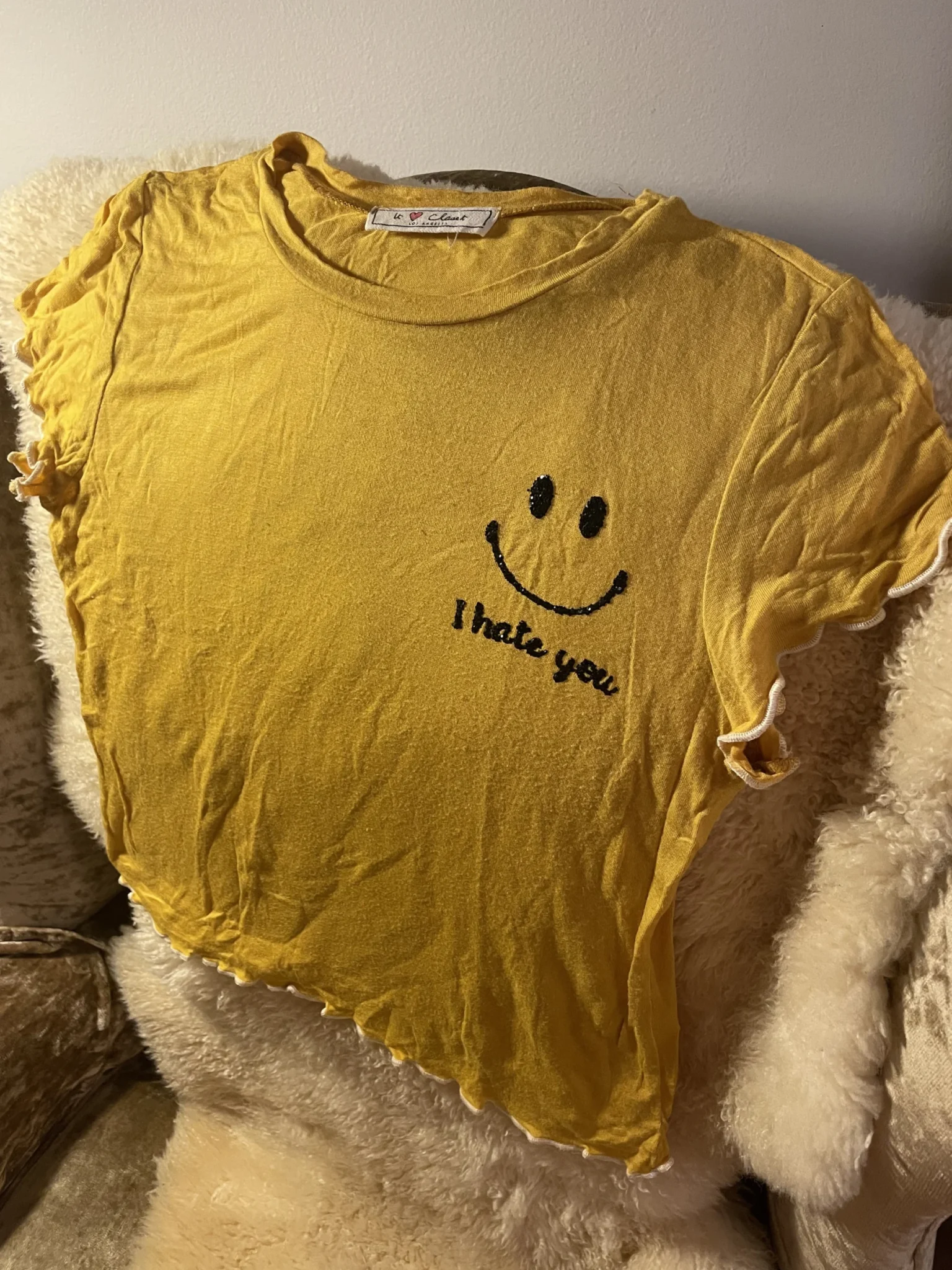 Featured image for Yellow T-shirt, size S, with a happy face 😃