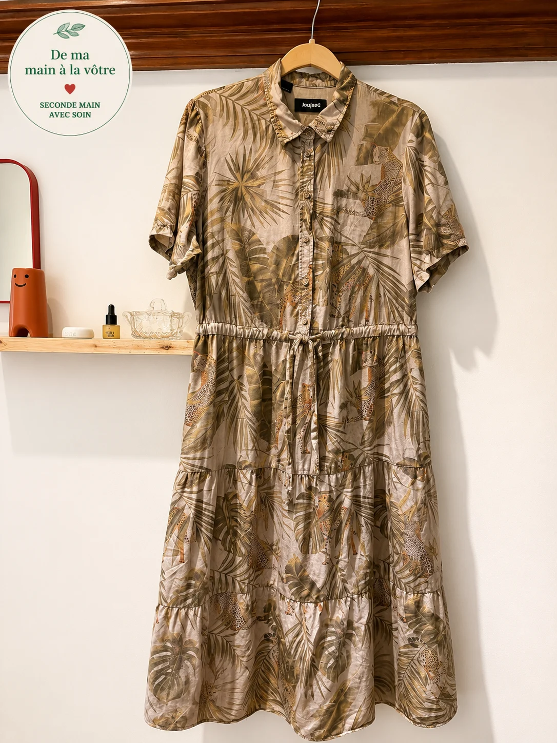 Robe longue Desigual à imprimé tropical avec motifs animaliers – taille XL Desigual seconde main