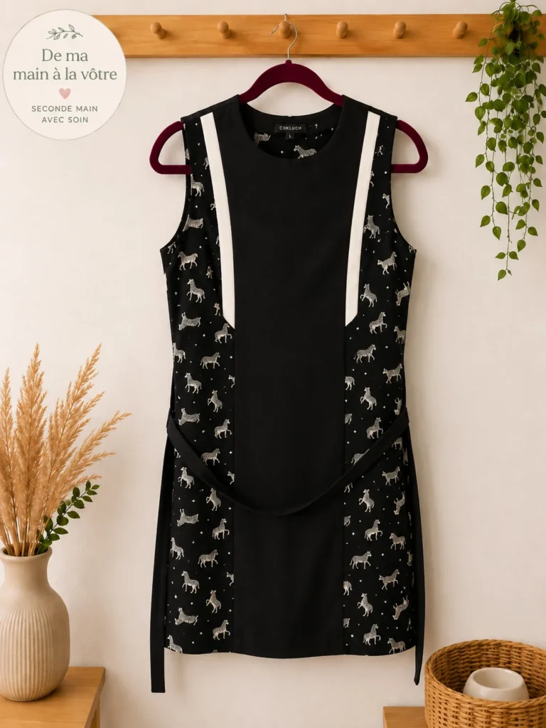Featured image for Robe Cokluch noire à motif zèbres — taille L
