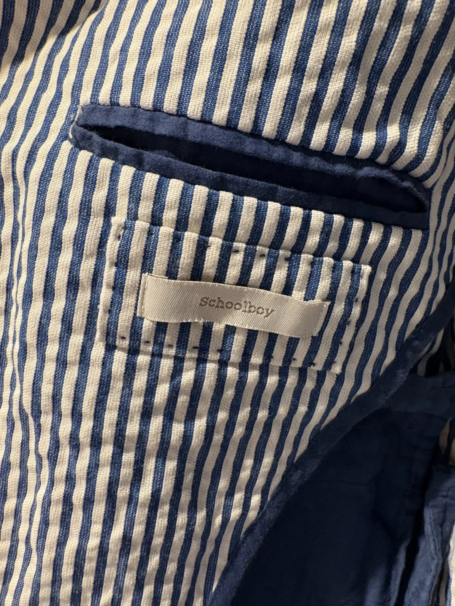 Image for J.Crew ‘Schoolboy’ blazer in navy and white striped seersucker