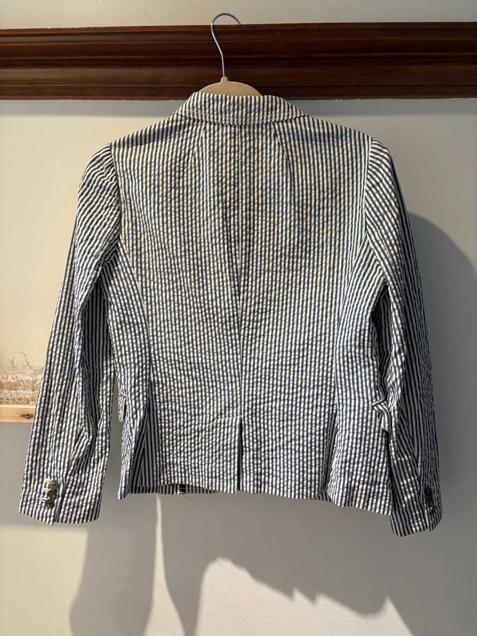 Image for J.Crew ‘Schoolboy’ blazer in navy and white striped seersucker