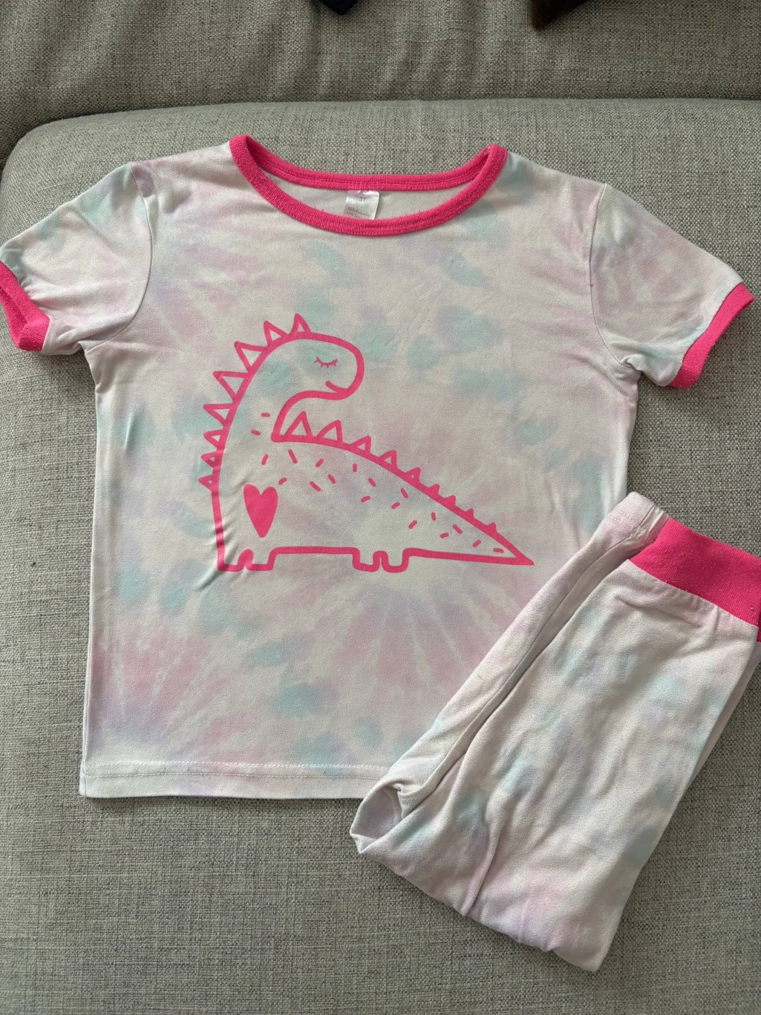 Image for 3T Pink Dino Pyjamas