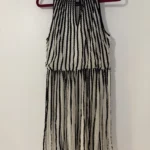 Thumbnail for Black and ivory pleated midi dress