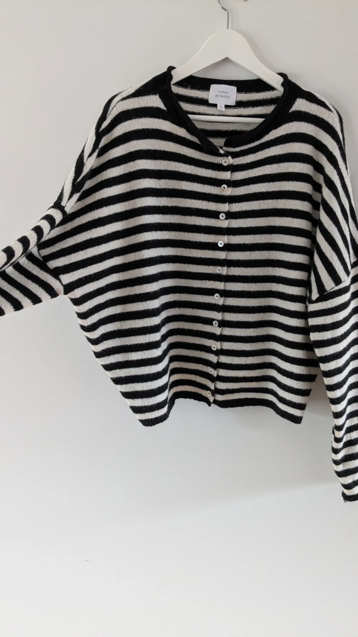 Image for Oversized striped knitted cardigan