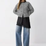 Thumbnail for Oversized striped knitted cardigan