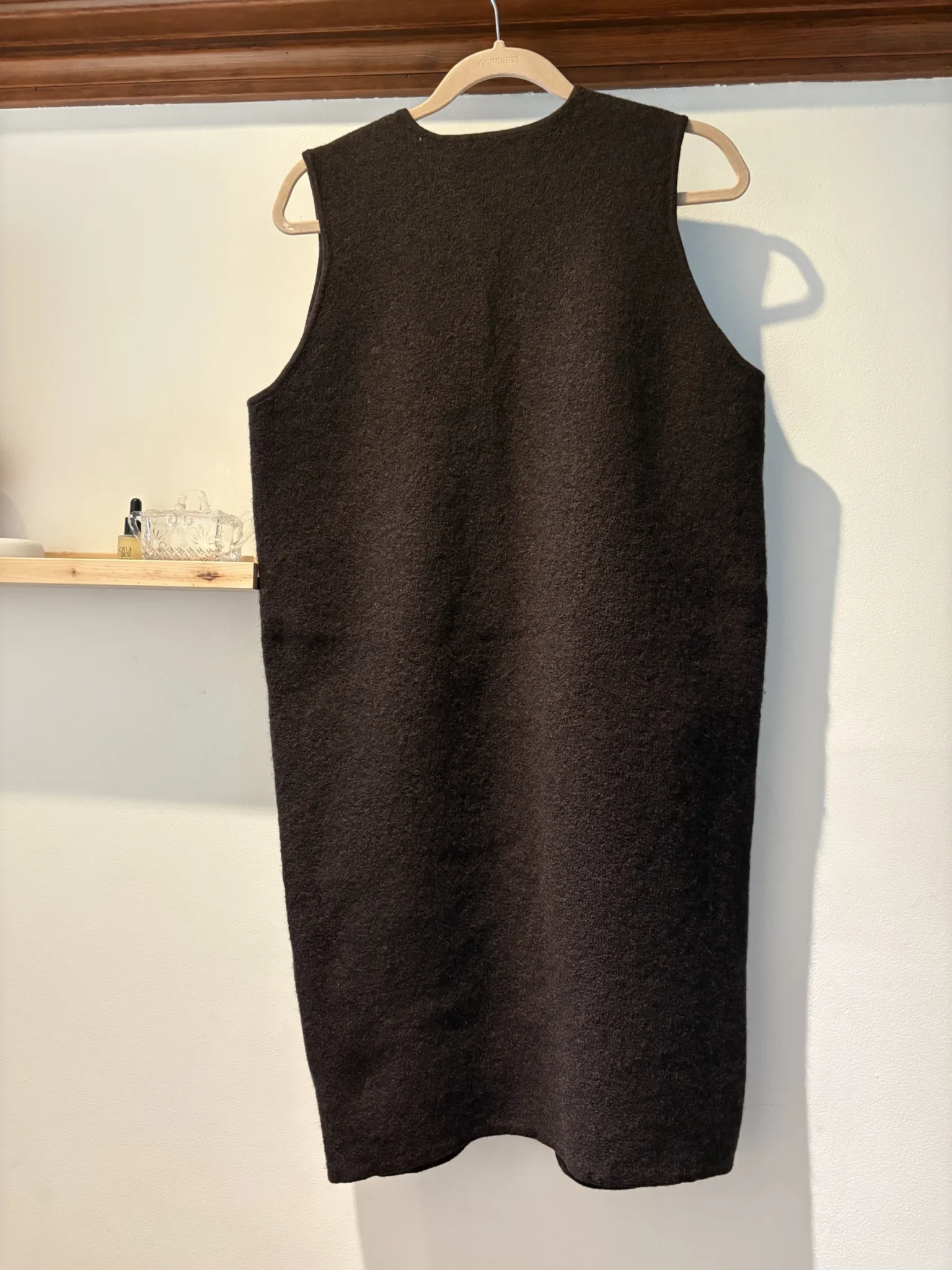 Image for COS chocolate-brown boiled wool pinafore dress