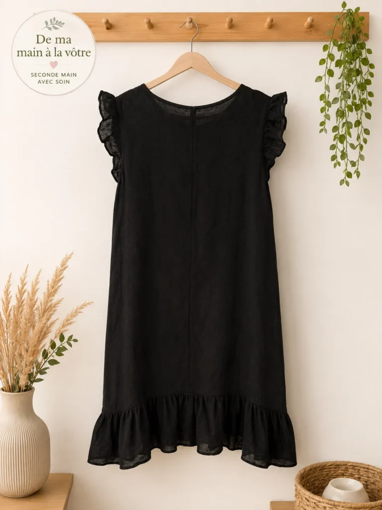 Featured image for Robe noire Bellaumbra en lin – Taille 1X – Made in Italy