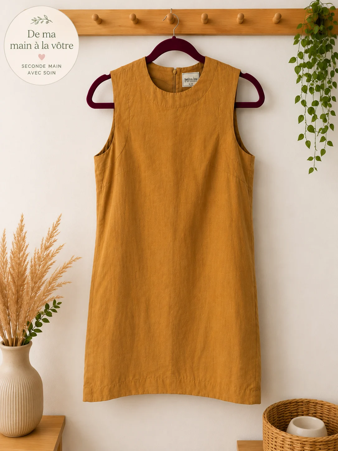 Robe Betina Lou moutarde en lin et coton *Autre seconde main