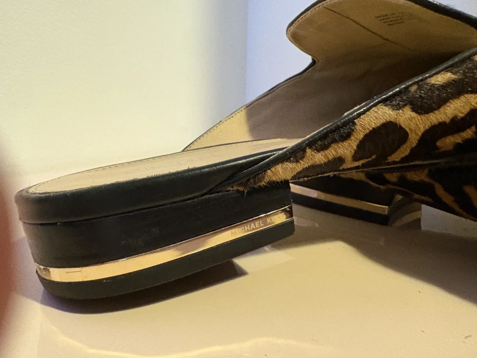 Image for Michael Kors – Leopard-print calfskin-effect leather mules – Size 9M