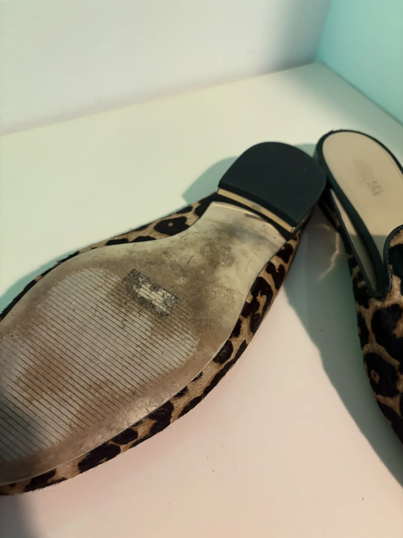 Image for Michael Kors – Leopard-print calfskin-effect leather mules – Size 9M