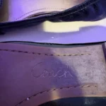 Thumbnail for Coach Poppy – Black and gold patent leather ballet flats – Size 8