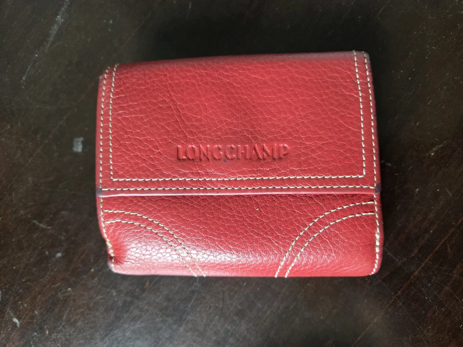 Image for Longchamp Le Foulonné red wallet
