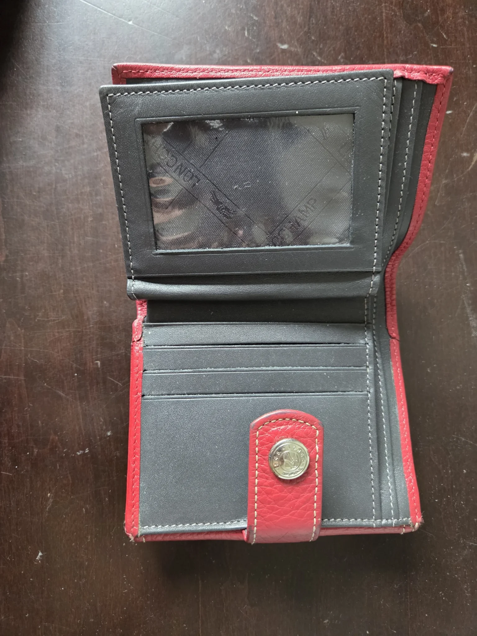 Image for Longchamp Le Foulonné red wallet