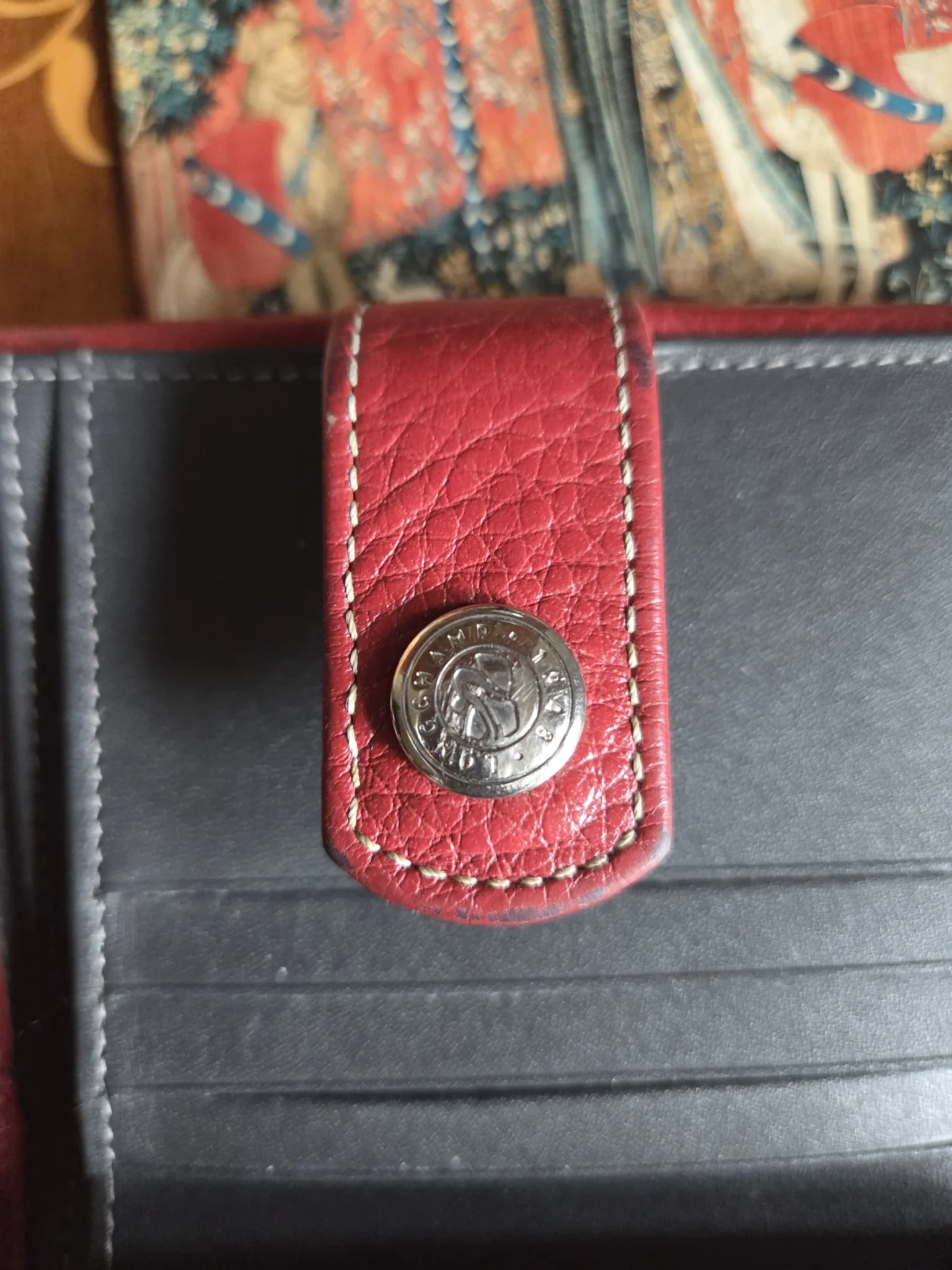 Image for Longchamp Le Foulonné red wallet